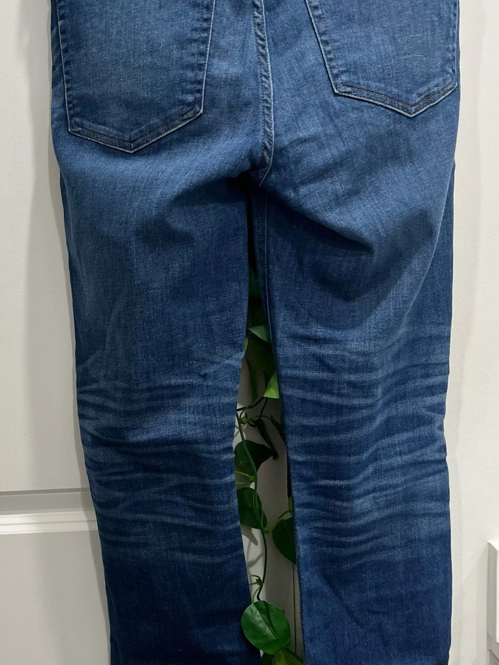 J. Crew Mid Wash Blue Straight-Leg Jeans with Subtle Distress